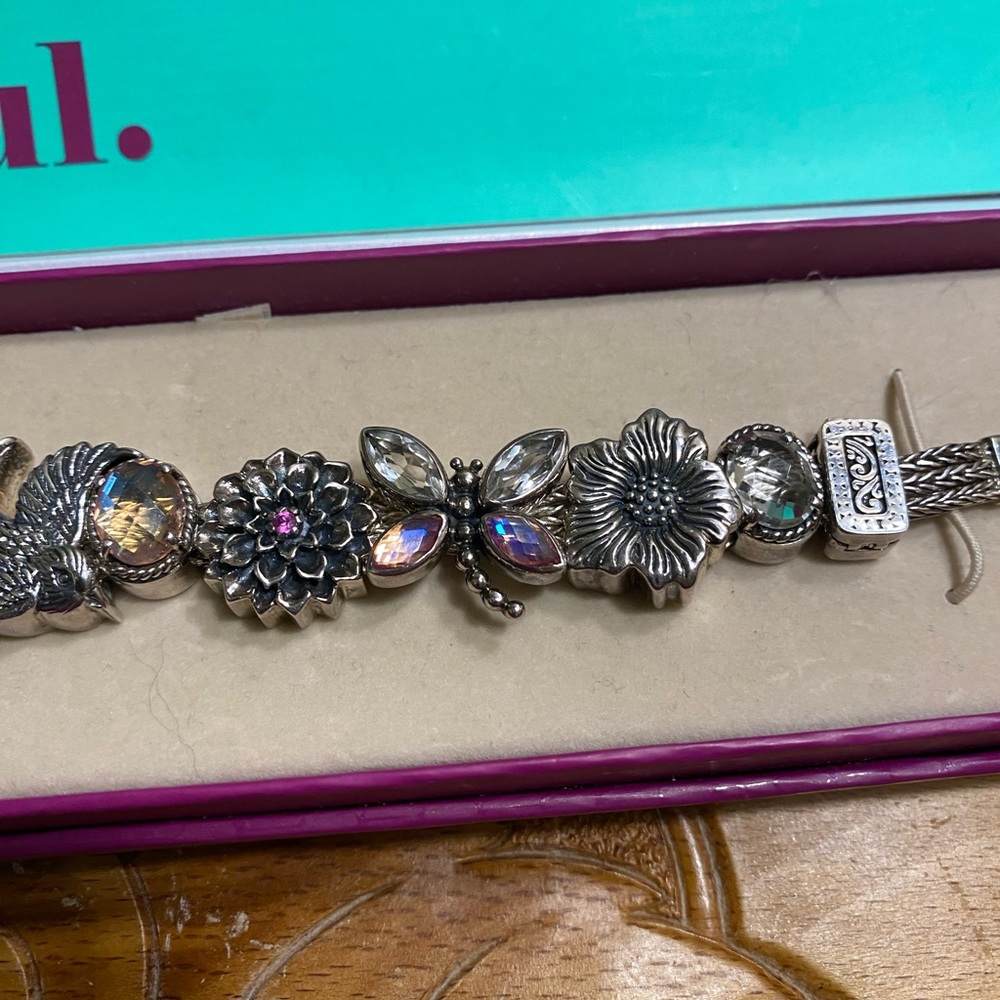 Lori Bonn Petal to the Metal Sterling Garden theme Charm Bracelet 7 to 8 NWOT - Picture 3 of 6